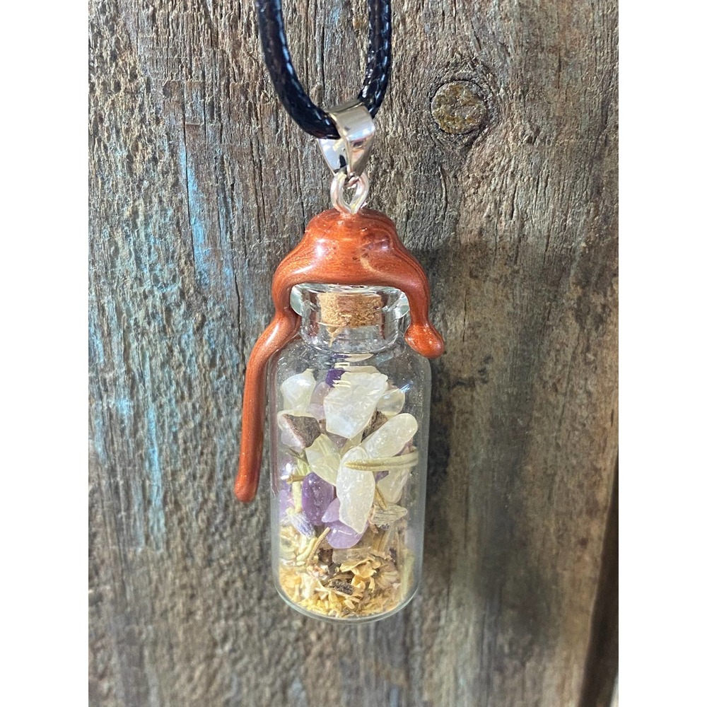 Heavily Meditated relaxation intention spell jar necklace